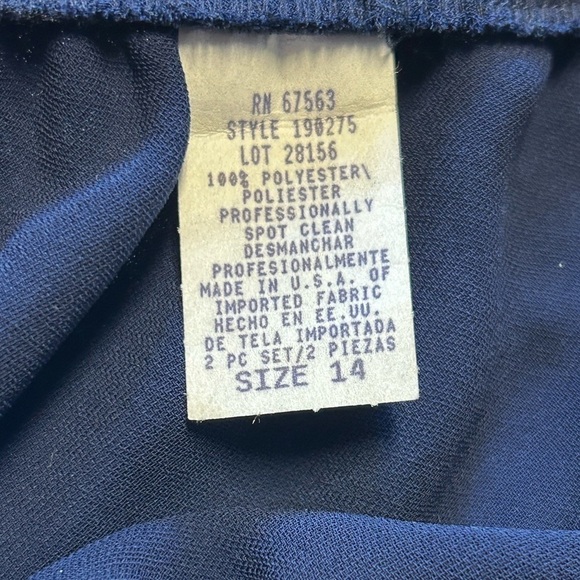 S.L. FASHIONS WOMENS NAVY BLUE SEQUINED ACCENTED 2-PC BLOUSE & SKIRT DRESS, 14 - Picture 8 of 9